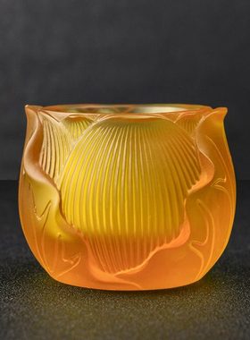 古法琉璃供水杯 莲花供杯 贡水杯 大悲水 净水杯