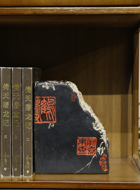 石雕书靠教师节礼摆领导创意书房品件博古架书立书夹家居饰物摆件