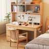 Nordic solid wood desk bookshelf bookcase integrated home small apartment bedroom multi-functional hole board student computer desk