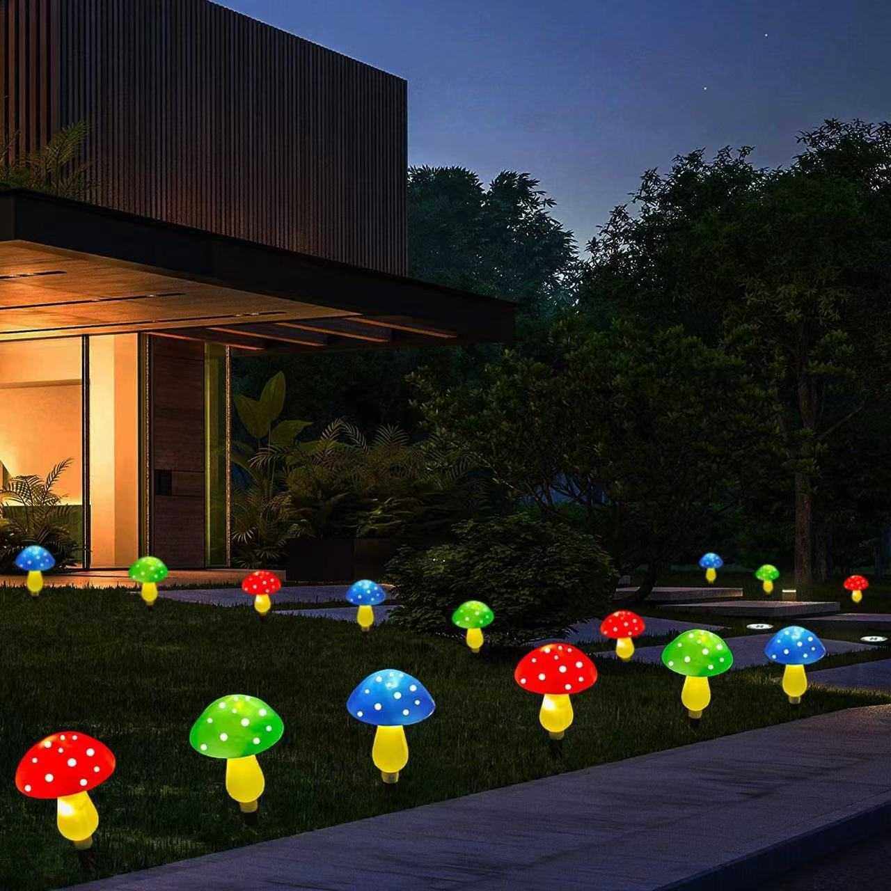 新款LED太阳能蘑菇灯串圣诞节日装饰户外景观花园庭院布置灯,淘宝优惠券,粉丝福利购,淘宝优惠卷