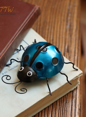 庭院装饰亮拍系甲虫七星瓢虫色照道具创意铁壁艺挂墙饰