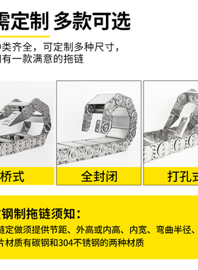 TLG机床桥式钢制拖链钢铝不锈钢全封闭导向槽履带电炉金属坦克链