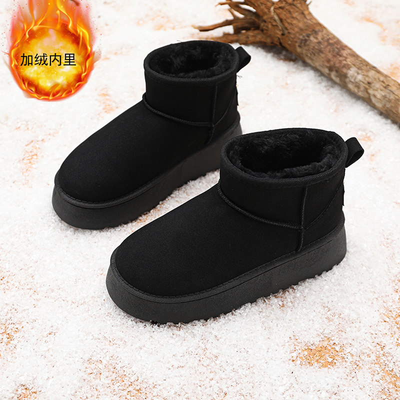 雪地靴短筒情侣冬季网红2026新款厚底增高加绒保暖防滑东北大棉鞋