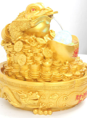 新款创意金蟾树脂工摆品财源滚滚假山流水摆件喷泉家居艺品礼设产