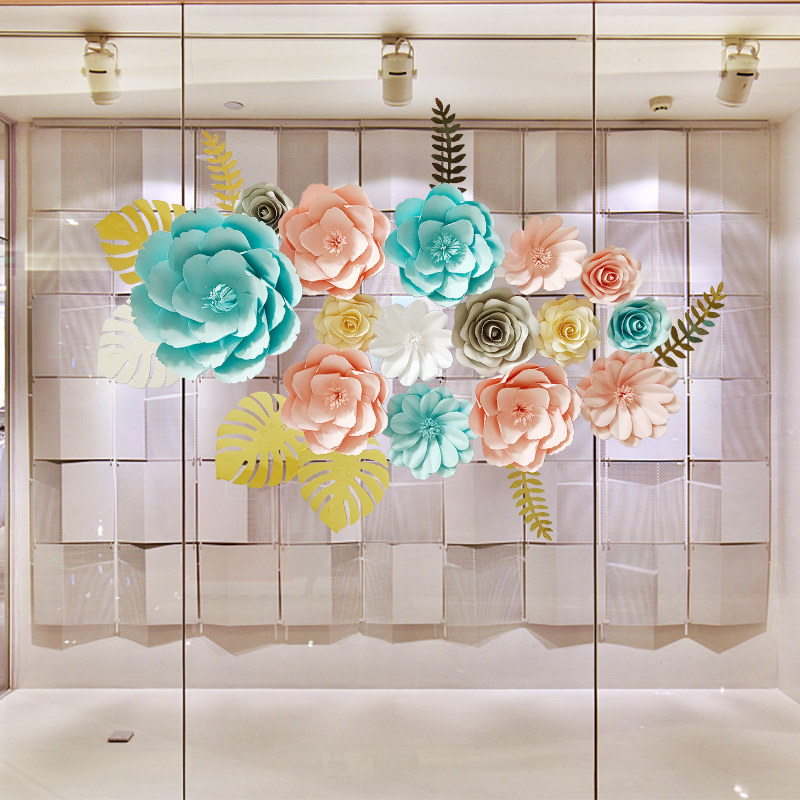 婚礼舞台背景道具大型仿真手工纸花38节珠宝店铺橱窗氛围美陈装饰,淘宝优惠券,粉丝福利购,淘宝优惠卷