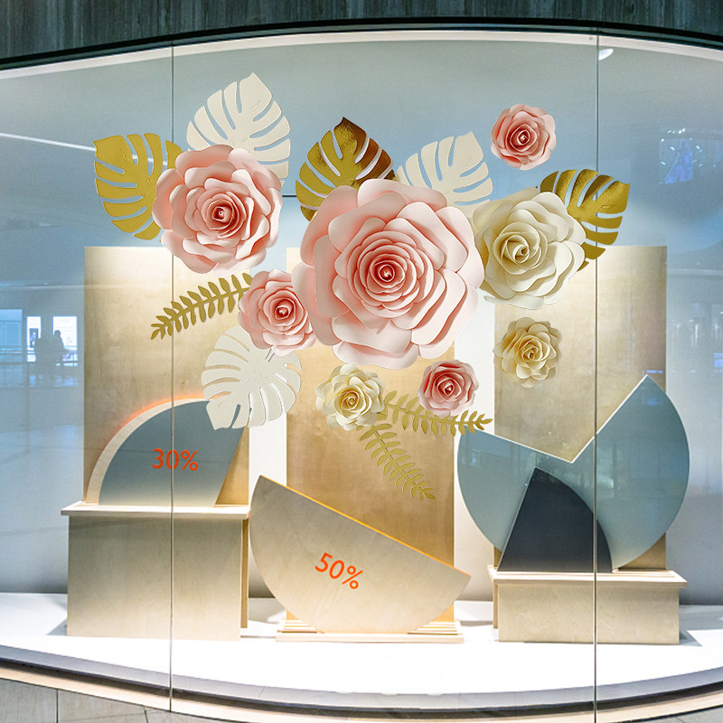 婚礼舞台背景道具大型仿真手工纸花38节珠宝店铺橱窗氛围美陈装饰,淘宝优惠券,粉丝福利购,淘宝优惠卷