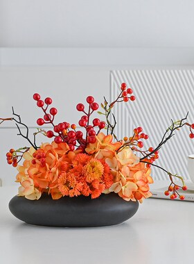 香水莲红色洽谈桌摆件会议桌摆花台面花艺台花装饰花卉仿真花高档