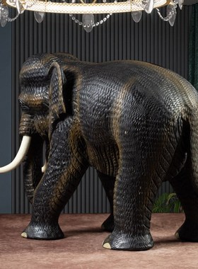 泰国实木大象摆件东南亚特色木雕工艺品客厅电视酒柜桌面装饰摆设