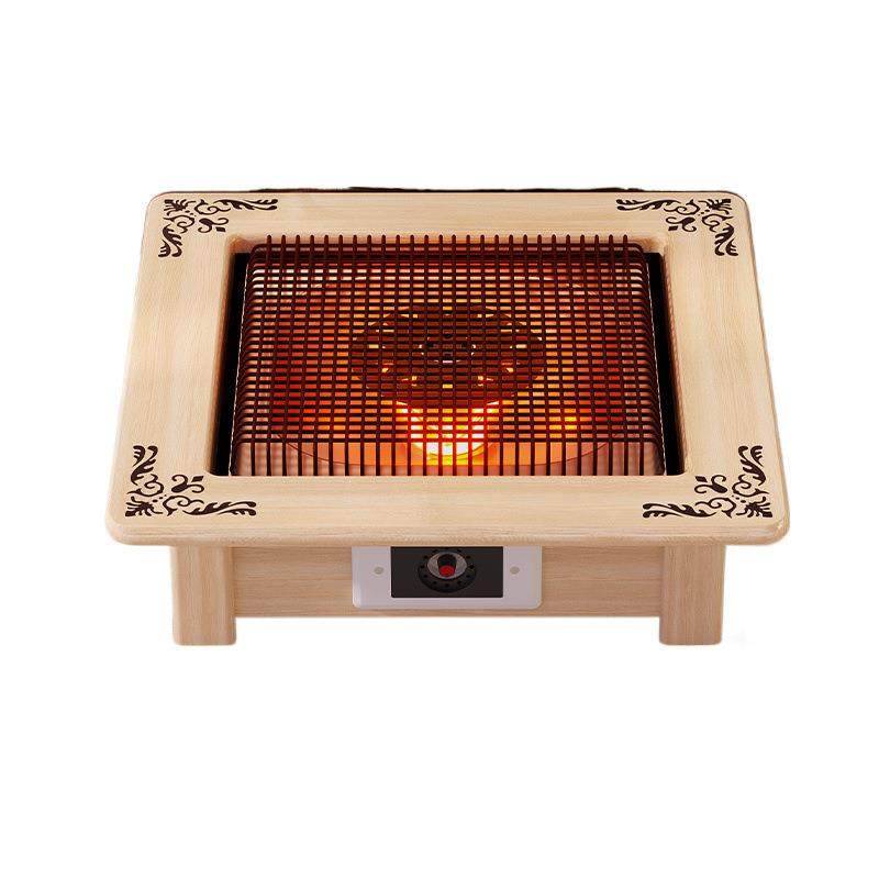 高端爆款实木烤火盆家用电火盆取暖器新款桌下烤火炉正方形暖脚器,淘宝优惠券,粉丝福利购,淘宝优惠卷