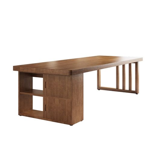 现代实木茶桌椅组合带柜子客厅办公茶室茶台洽谈原木大板泡茶桌 - 图3