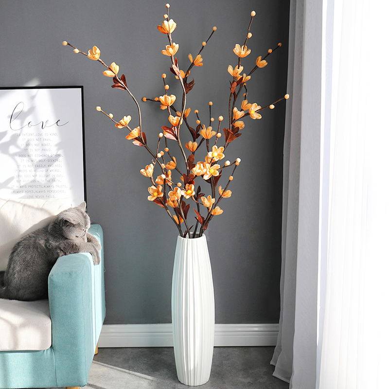 梅花仿真花客厅摆设装饰花束天然玉米皮干花室内落地大型插花摆件,淘宝优惠券,粉丝福利购,淘宝优惠卷
