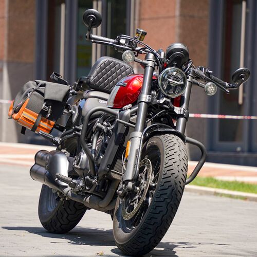 适用春风450CLC改装件防摔护杠保险杠折叠靠背货架复古边包尾箱 - 图1