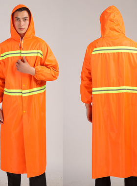 长款连体雨衣大褂徒步户外防水长衫环卫套装反光保洁服加大厚雨披