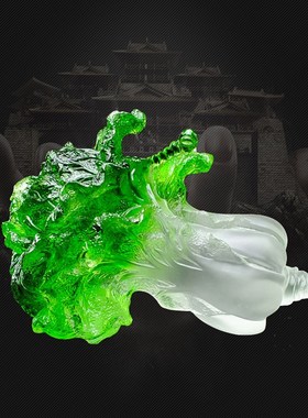 开业礼品水晶琉璃玉白菜招財摆件百财如意店铺开张大吉客厅装饰品