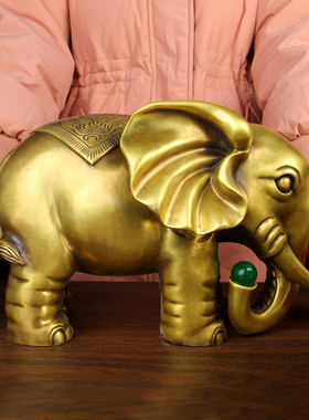 铜大象摆件一对 铜象摆件 如意象摆件 铜吸水象摆件 铜财富象一对