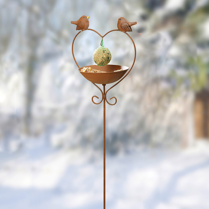 铁艺小鸟喂鸟盘花插喂鸟器喂水盆雨接水盘可爱心形仿锈色接雨盘地,淘宝优惠券,粉丝福利购,淘宝优惠卷