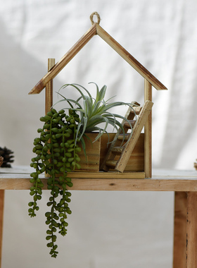 痕迹壁挂木质花篮田园小屋吊篮花盆家居创意装饰花器花藤花架摆件
