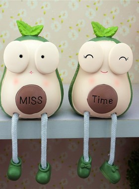 卡通动物娃娃隔板装饰小摆件 家居客厅儿童房装饰品吊脚娃娃摆件