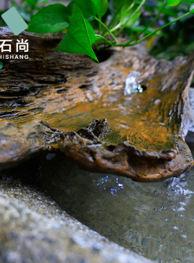 石臼流水鱼池鱼缸庭院水景老石槽摆件室内流水喷泉水槽仿真老石器