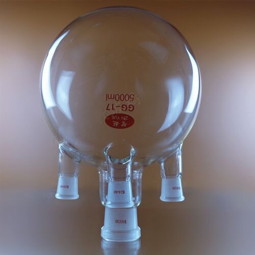 四口烧瓶5000ml/40*24*3直口5L反应圆底烧瓶蒸馏瓶 加厚耐高温 - 图1