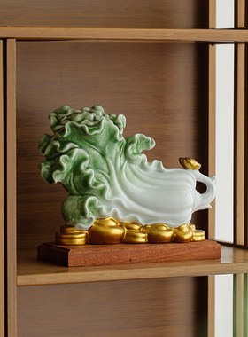 陶瓷大小白菜百财如意创意工艺品玉百财聚福招财装饰新店开业礼品
