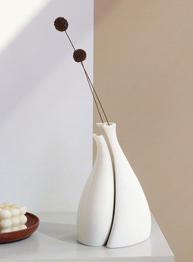 创意依偎花瓶组合陶瓷爱心白色插花桌面酒店玄关摆件艺术花瓶纯白