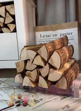 木柴装饰壁炉摆件客厅民宿原木木材橱窗陈列拍摄创意道具木头手工