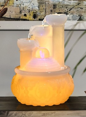 现代高级感客厅玄关循环流水招财摆件中式水幕开业转运球造景装饰