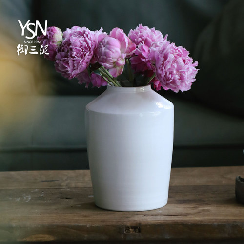 现代简约高级感陶瓷花瓶白色插花摆件水培干花花瓶客厅家居装饰 - 图0
