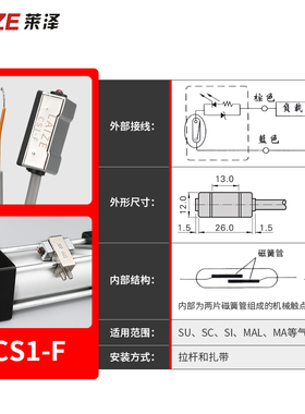 磁性开关气缸感应传感器CS1-F/U D-M9N/BV/A93/Z/C73接近CMSG/H/J