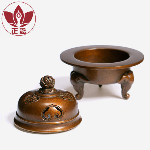 庆松堂苏工铜炉名家胡庆松制紫铜三足象薰炉复古文房摆件家用熏香 - 图2