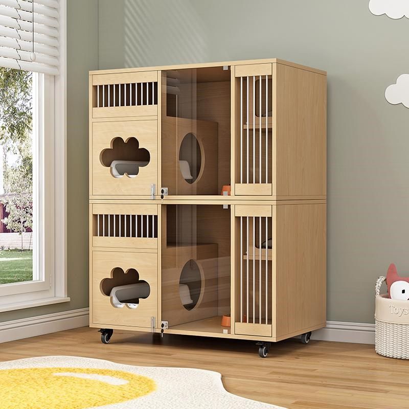 猫别墅粉色猫屋家用猫笼子室内猫笼猫厕一体猫窝猫舍实木猫柜子,淘宝优惠券,粉丝福利购,淘宝优惠卷