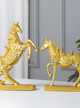 客厅酒柜装饰品马到成功摆件办公室桌面小摆设乔迁新家开业工艺品