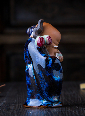 迷你寿星公南极仙翁寿桃仙翁中式书房书桌盆栽盆景搭配陶瓷小摆件