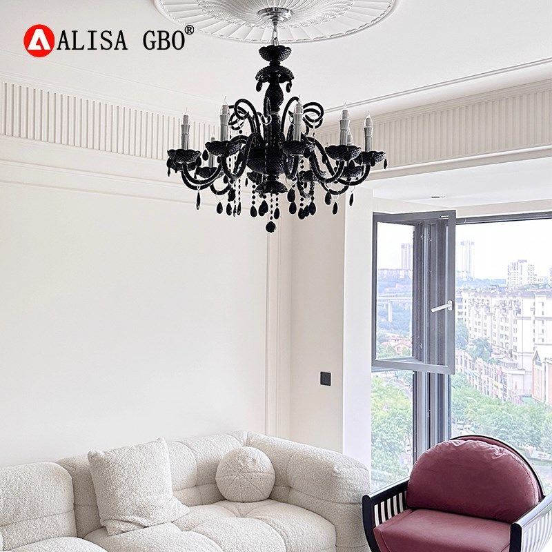 爱丽莎法式客厅吊灯复古黑色高级感欧式宫廷风蜡烛水晶烛台餐厅灯,淘宝优惠券,粉丝福利购,淘宝优惠卷