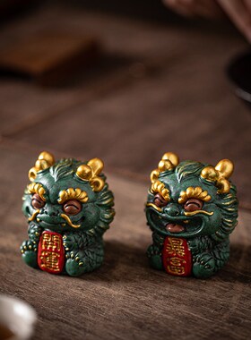招财祥龙麒麟瑞兽一对小摆件可爱治愈系创意家居办公桌面装饰礼品