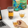 Zhepin travel tea set double-layer glass kung fu one pot two cups home tea cup teapot moon shadow portable bag