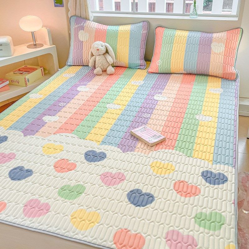 韩版少女心乳胶薄床垫夏天可水洗床褥学生凉席卡通单人1.2m冰丝席,淘宝优惠券,粉丝福利购,淘宝优惠卷