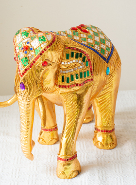 泰国创意木雕大象桌面摆件客厅电视柜家居装饰工艺品摆设开业礼品