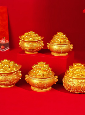 发财树聚宝盆工位树脂摆件装饰品