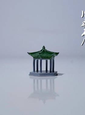 微型仿古六角亭奇石假山盆景鱼缸沙盘枯山水微景观造景树脂小摆件