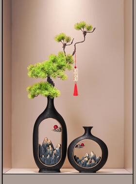 新中式国风花瓶摆件客厅玄关电视柜酒柜高级感装饰品乔迁新居礼物