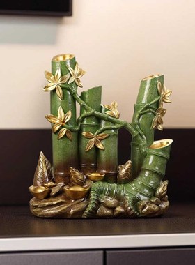 富贵竹财筒摆件节节高升招笔竹子公厅酒柜办客室餐厅高档装饰品