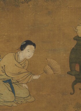南宋刘松年博古图国画山水画家居客厅办公室玄关书房装饰卷轴挂画