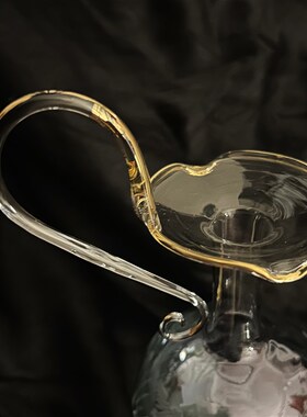 一枚橙 法式中古vintage玻璃雕花小众手作异形花瓶摆件情侣礼物