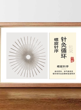 中医铁丝针灸中空展示相框装饰画