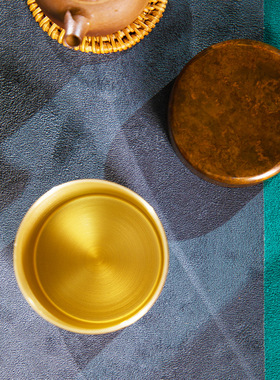 朱炳仁铜 复古铸铜小号便携茶叶罐密封罐醒茶罐家用金属储存罐