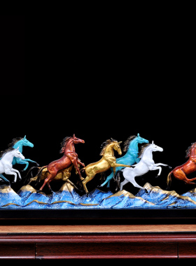 八骏报喜铜八骏雄风马摆件招财工艺品家居摆设办公室桌面装饰礼品