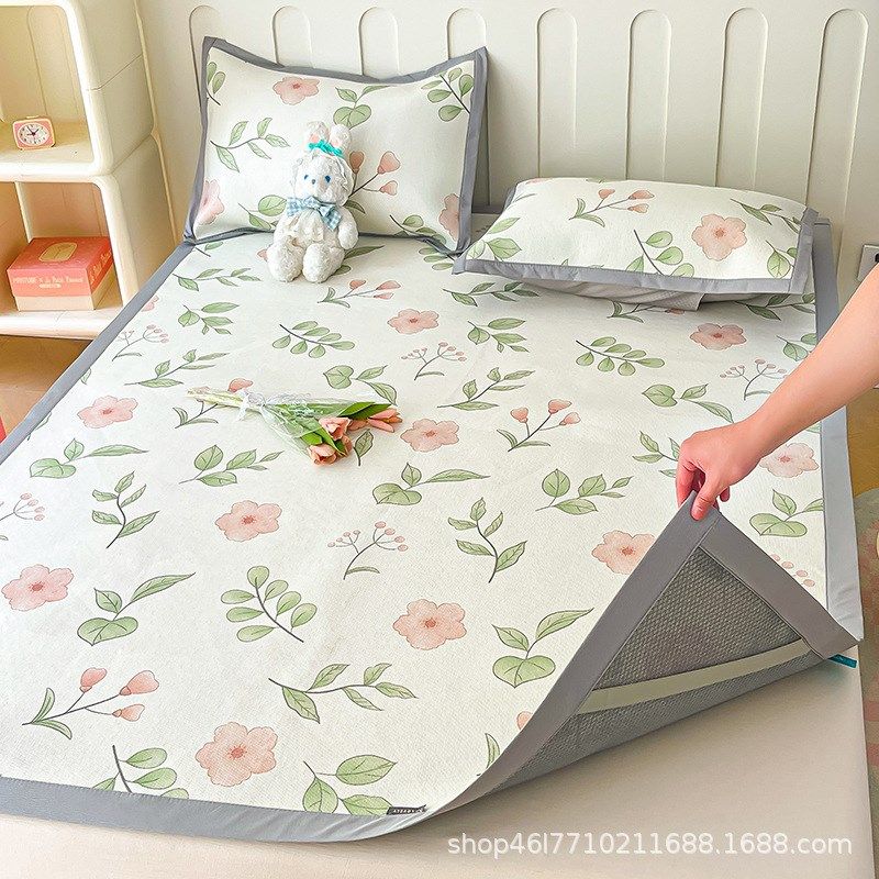 A类母婴冰藤席冰丝凉席夏天空调席三件套夏季家用可水洗折叠草席,淘宝优惠券,粉丝福利购,淘宝优惠卷