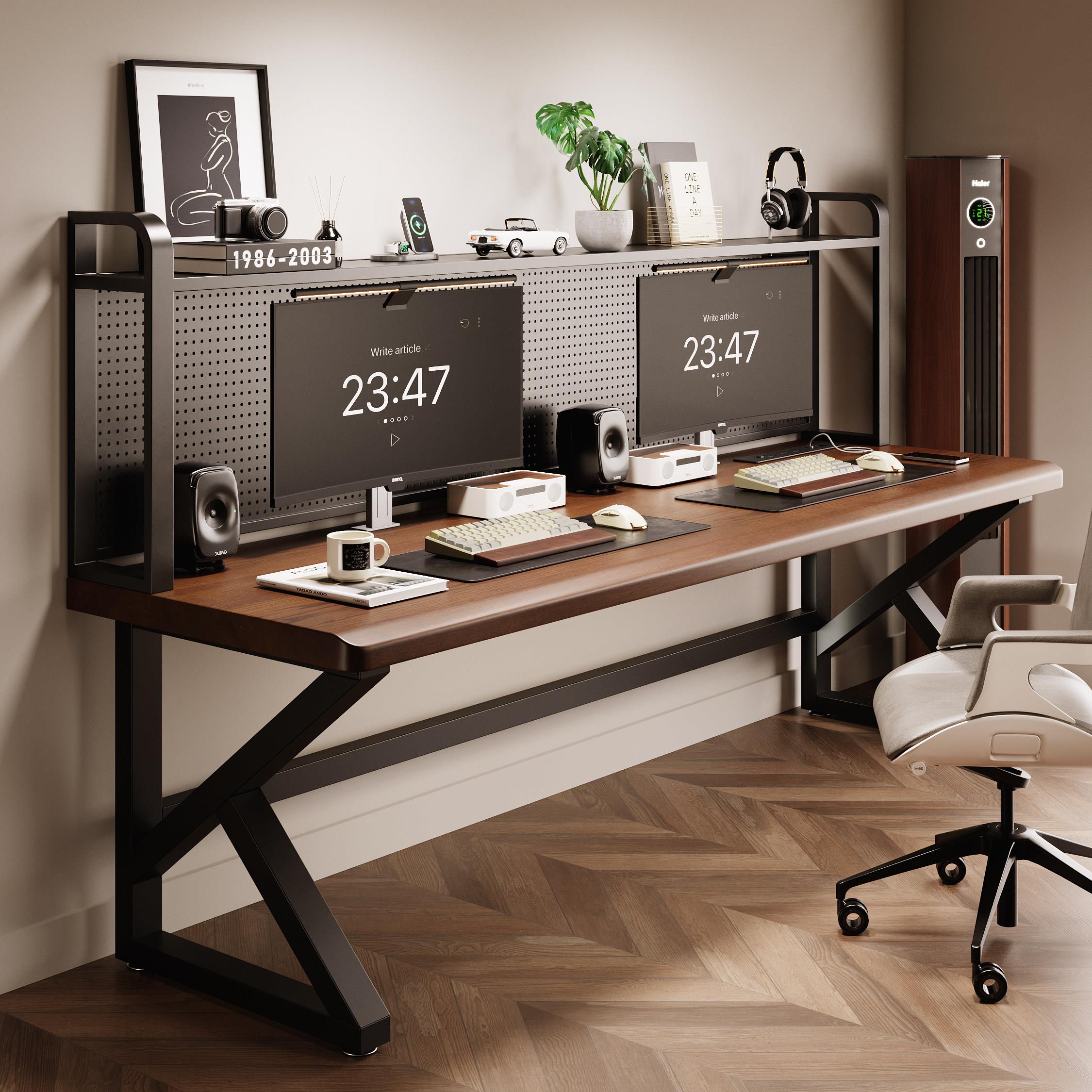 Desktop hole plate iron art storage rack table bookshelf home student storage computer desk vertical multi-layer organizing rack